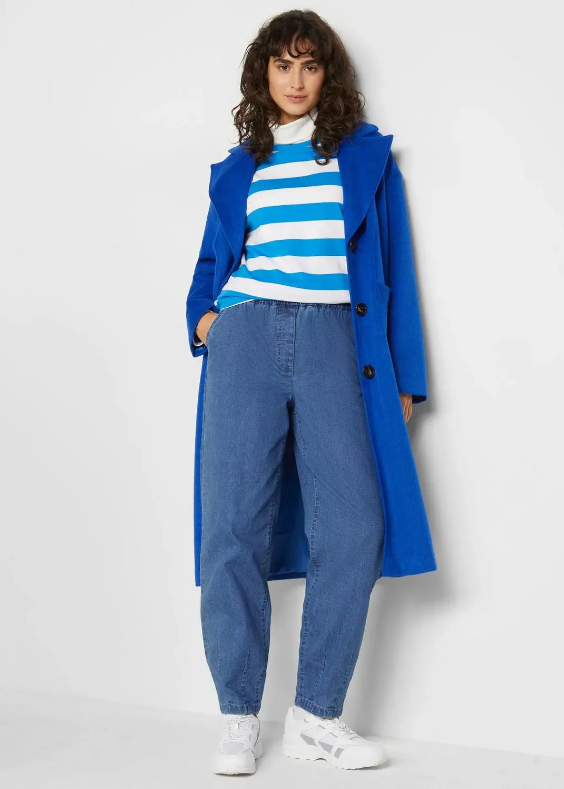 bonprix Bekleidung·Shirts & Tops|Jeans^Mom-Jeans High Waist, Bequembund mittelblau denim used