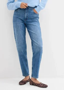 bonprix Bekleidung·Shirts & Tops|Jeans^Mom-Jeans High Waist, cropped mittelblau denim used