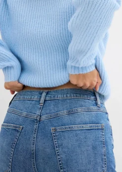 bonprix Bekleidung·Shirts & Tops|Jeans^Mom-Jeans High Waist, cropped mittelblau denim used