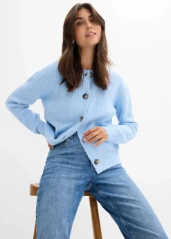 bonprix Bekleidung·Shirts & Tops|Jeans^Mom-Jeans High Waist, cropped mittelblau denim used