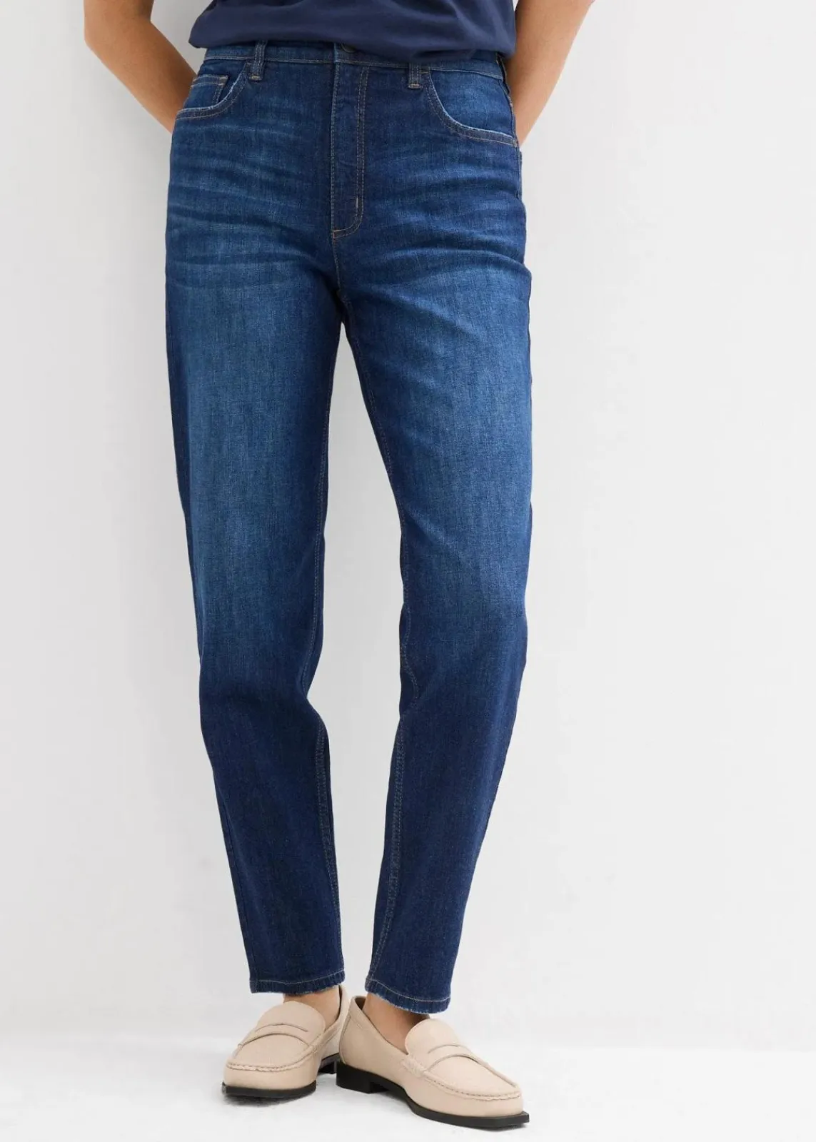 bonprix Jeans|Bekleidung·Shirts & Tops^Mom-Jeans High Waist, cropped dunkelblau denim