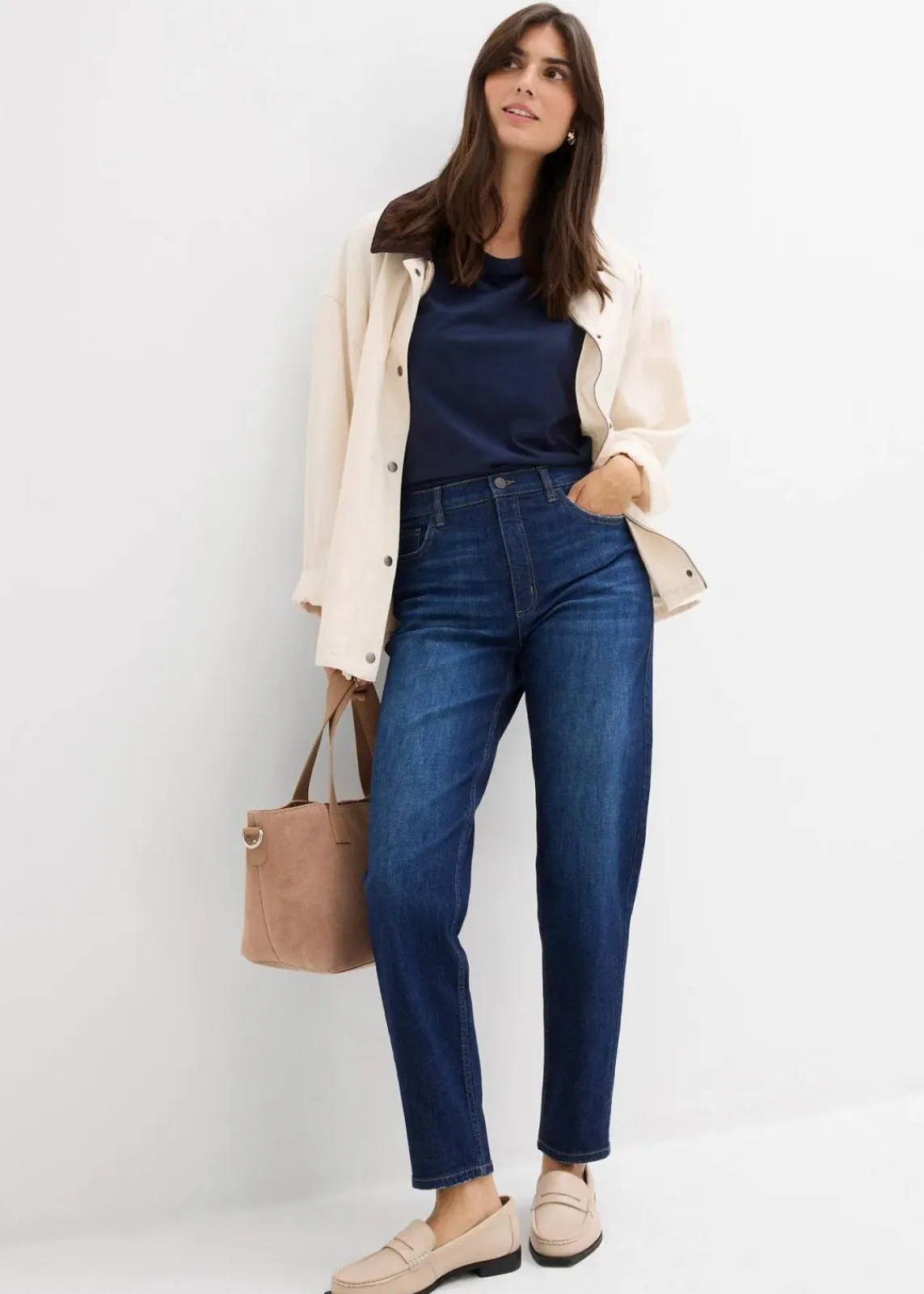 bonprix Jeans|Bekleidung·Shirts & Tops^Mom-Jeans High Waist, cropped dunkelblau denim