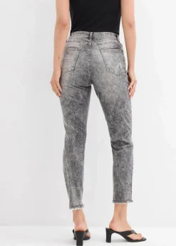 bonprix Jeans|Bekleidung·Shirts & Tops^Mom-Jeans High Waist mit Destroy-Effekten grau denim used