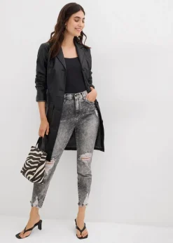 bonprix Jeans|Bekleidung·Shirts & Tops^Mom-Jeans High Waist mit Destroy-Effekten grau denim used