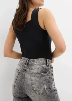 bonprix Jeans|Bekleidung·Shirts & Tops^Mom-Jeans High Waist mit Destroy-Effekten grau denim used
