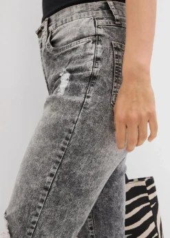 bonprix Jeans|Bekleidung·Shirts & Tops^Mom-Jeans High Waist mit Destroy-Effekten grau denim used