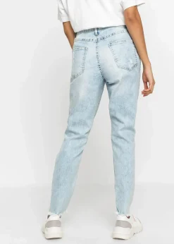 bonprix Bekleidung·Shirts & Tops|Jeans^Mom-Jeans High Waist mit Destroy-Effekten blau used