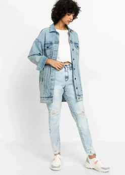 bonprix Bekleidung·Shirts & Tops|Jeans^Mom-Jeans High Waist mit Destroy-Effekten blau used