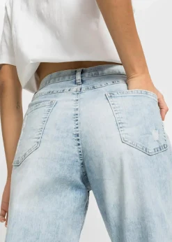 bonprix Bekleidung·Shirts & Tops|Jeans^Mom-Jeans High Waist mit Destroy-Effekten blau used