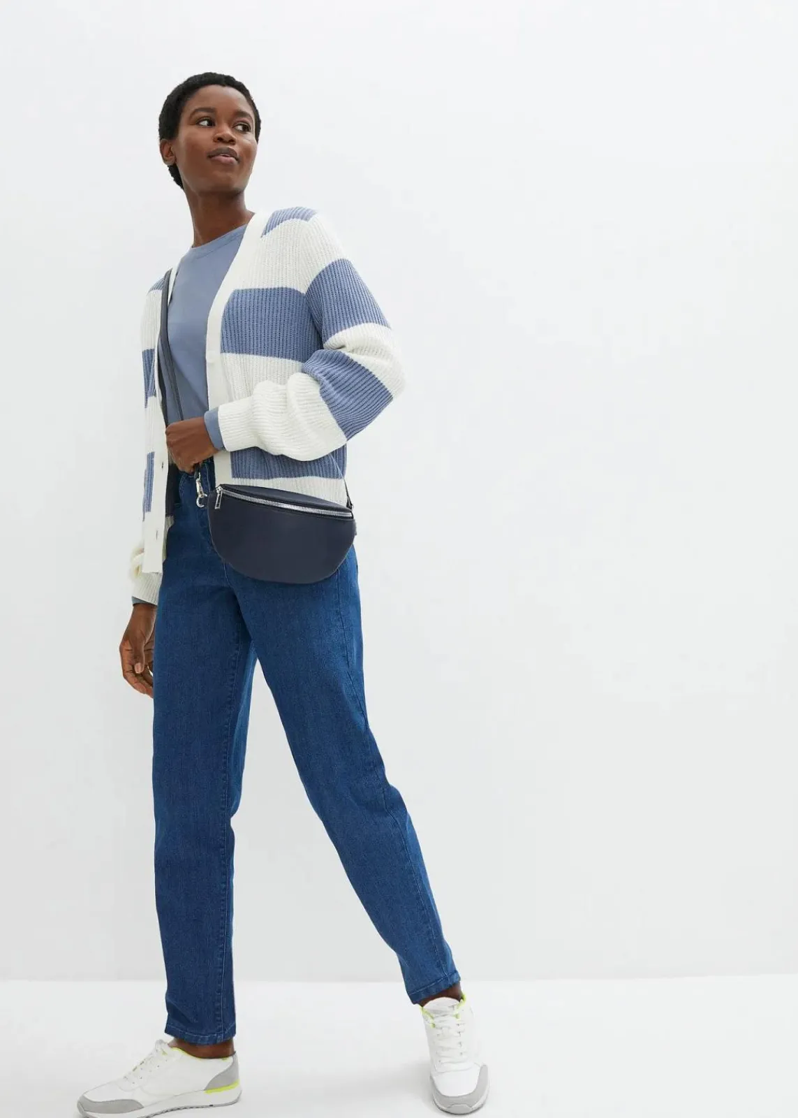 bonprix Nachhaltigere Materialien|Jeans^Mom-Jeans, High Waist, Stretch dunkelblau denim