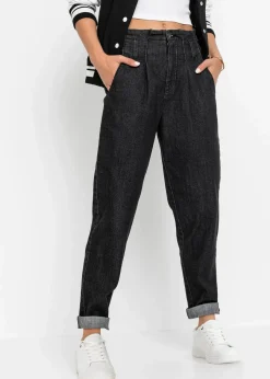 bonprix Bekleidung·Shirts & Tops|Jeans^Mom-Jeans, High Waist, Stretch schwarz denim