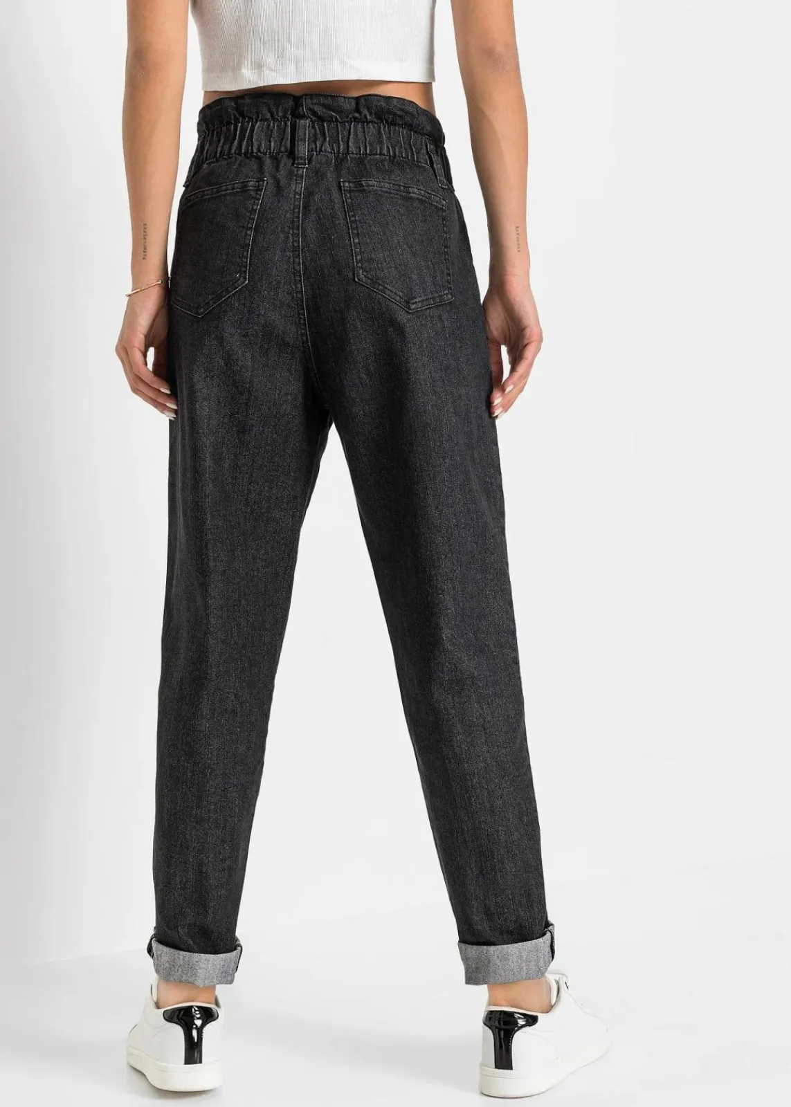 bonprix Bekleidung·Shirts & Tops|Jeans^Mom-Jeans, High Waist, Stretch schwarz denim