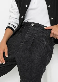 bonprix Bekleidung·Shirts & Tops|Jeans^Mom-Jeans, High Waist, Stretch schwarz denim