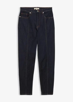 bonprix Bekleidung·Shirts & Tops|Jeans^Mom-Jeans High Waist, Stretch tiefblau denim ungewaschen