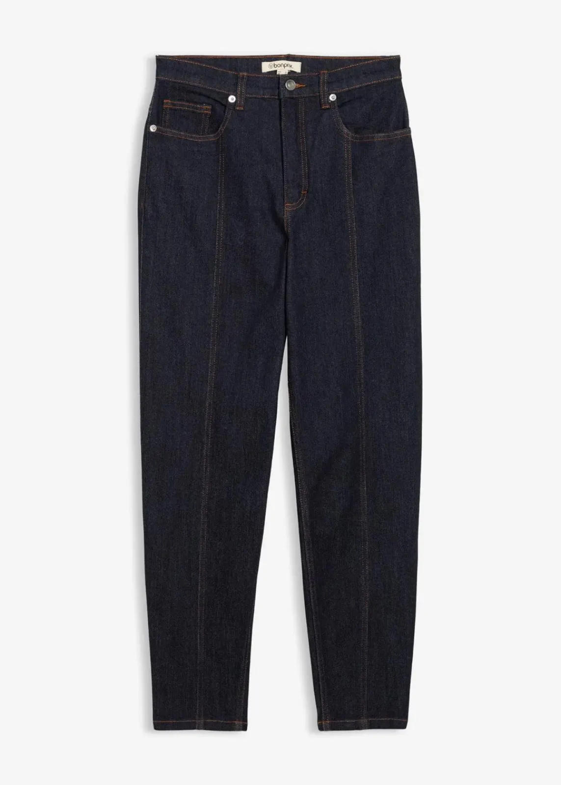 bonprix Bekleidung·Shirts & Tops|Jeans^Mom-Jeans High Waist, Stretch tiefblau denim ungewaschen