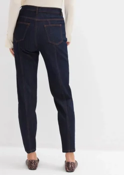 bonprix Bekleidung·Shirts & Tops|Jeans^Mom-Jeans High Waist, Stretch tiefblau denim ungewaschen