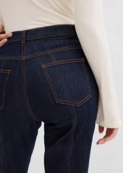 bonprix Bekleidung·Shirts & Tops|Jeans^Mom-Jeans High Waist, Stretch tiefblau denim ungewaschen