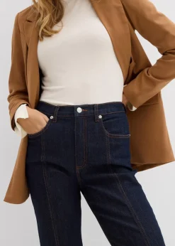 bonprix Bekleidung·Shirts & Tops|Jeans^Mom-Jeans High Waist, Stretch tiefblau denim ungewaschen