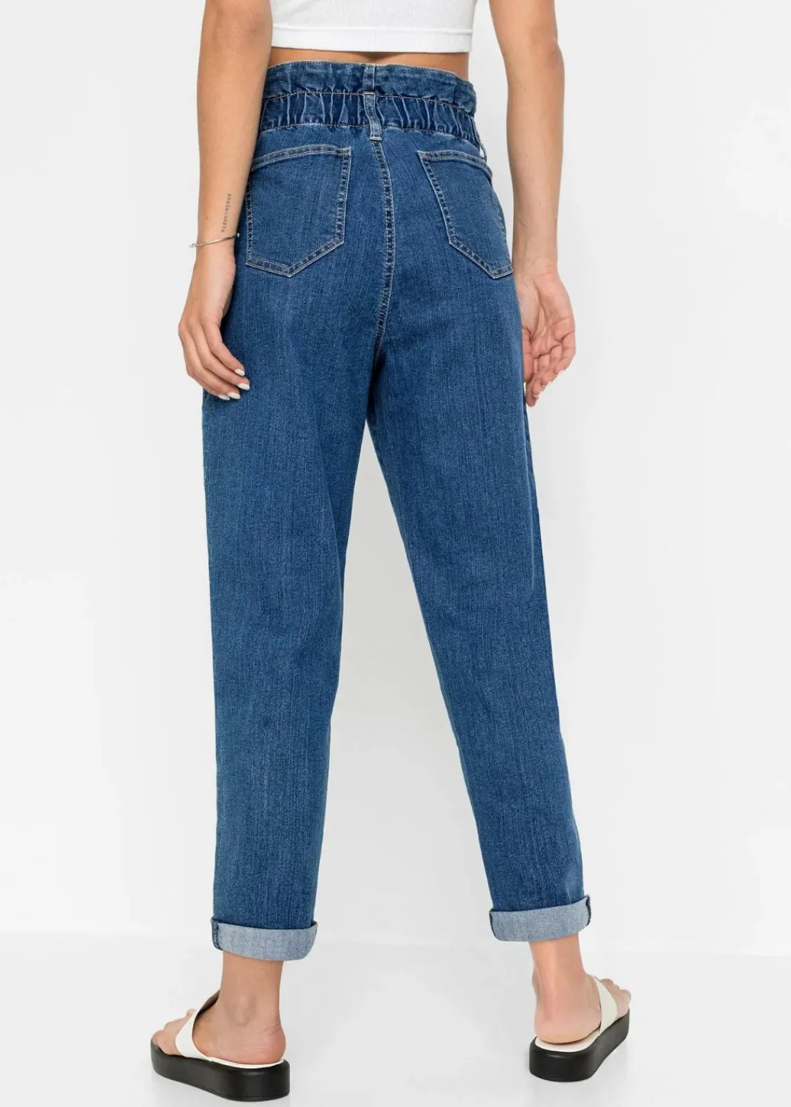bonprix Jeans|Bekleidung·Shirts & Tops^Mom-Jeans, High Waist, Stretch blau denim