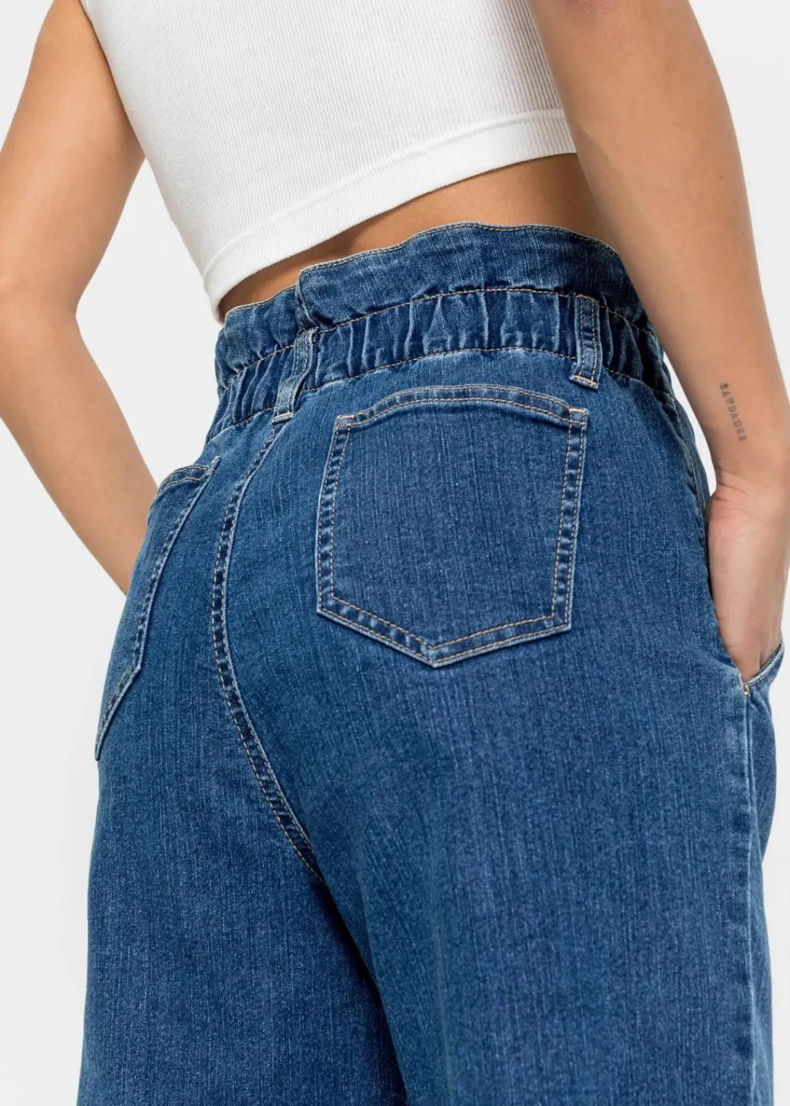 bonprix Jeans|Bekleidung·Shirts & Tops^Mom-Jeans, High Waist, Stretch blau denim