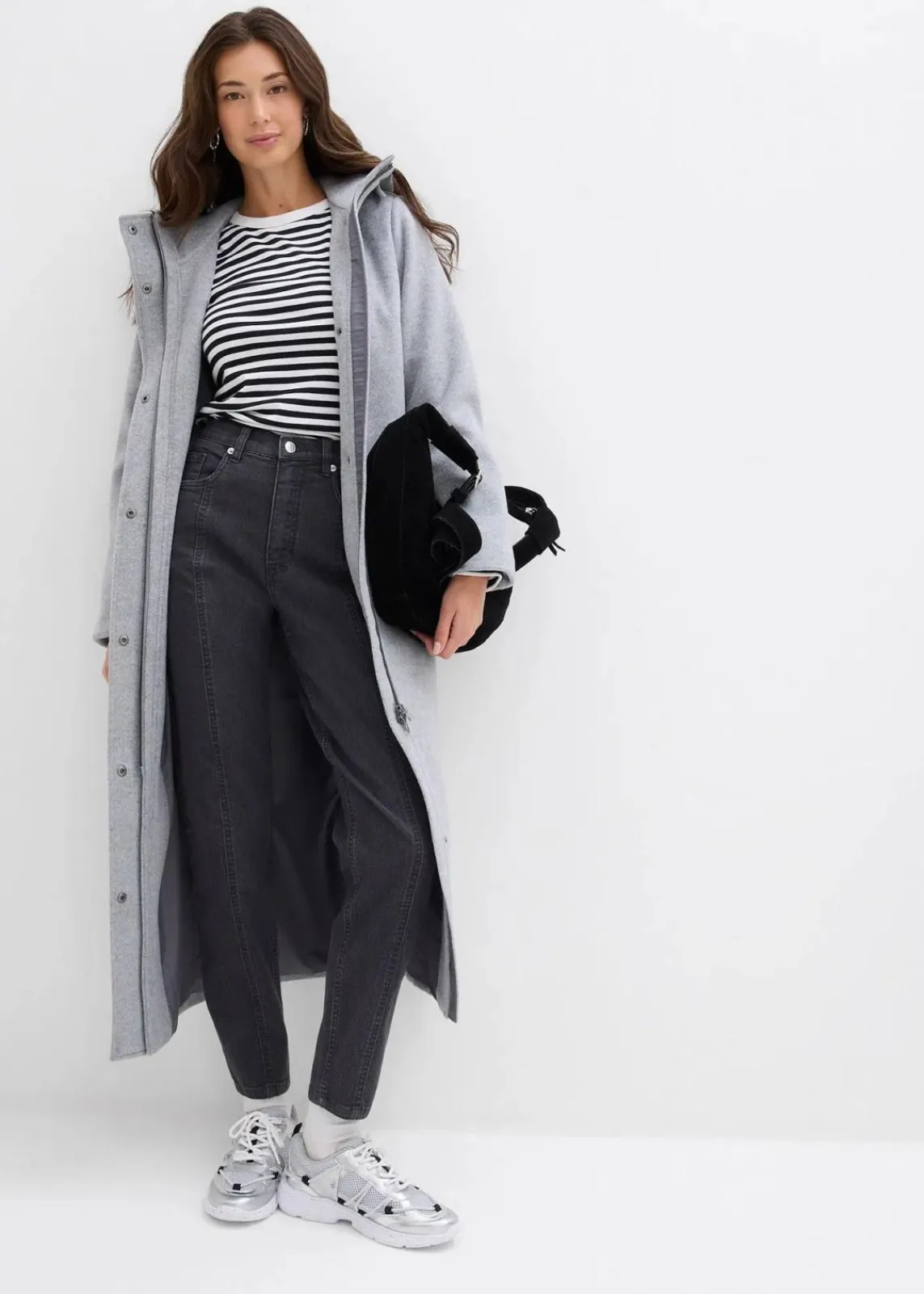 bonprix Jeans|Bekleidung·Shirts & Tops^Mom-Jeans High Waist, Stretch dunkelgrau denim