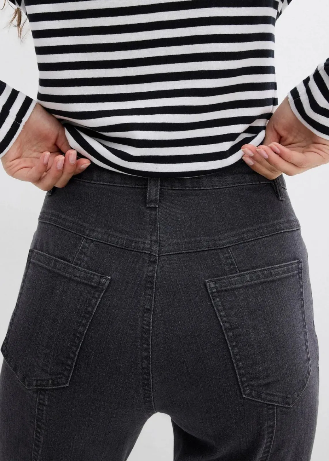 bonprix Jeans|Bekleidung·Shirts & Tops^Mom-Jeans High Waist, Stretch dunkelgrau denim