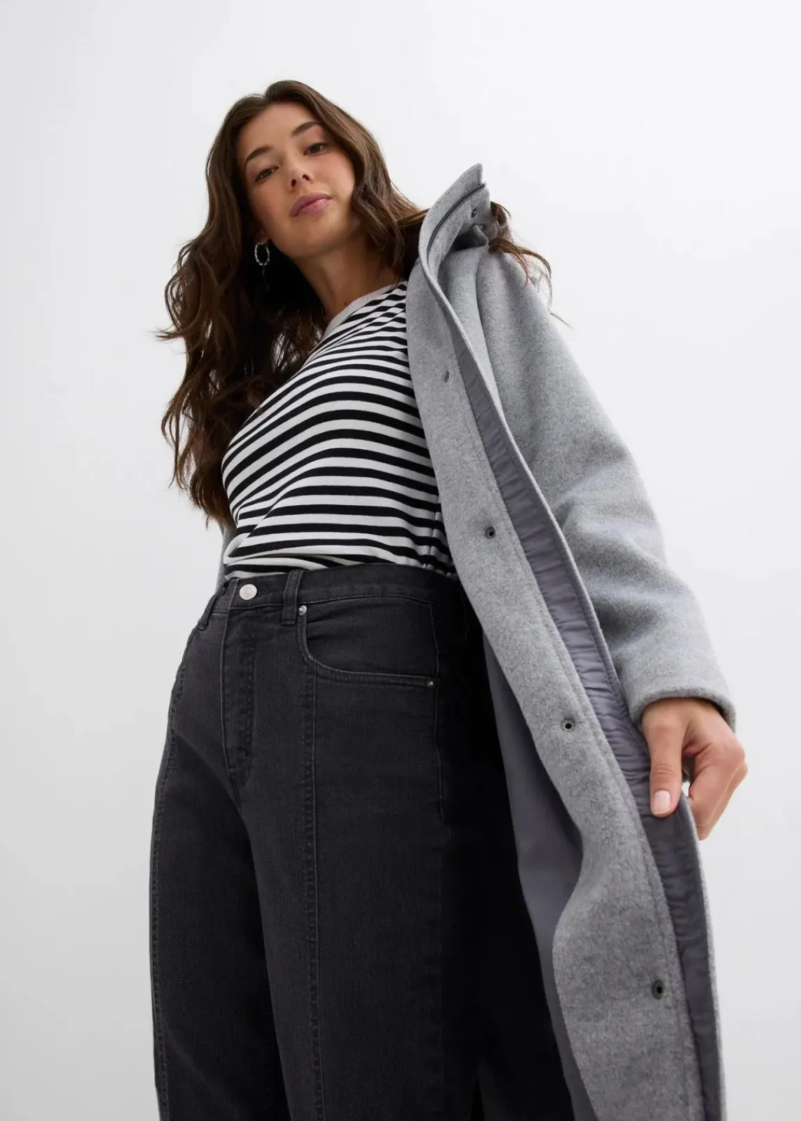 bonprix Jeans|Bekleidung·Shirts & Tops^Mom-Jeans High Waist, Stretch dunkelgrau denim