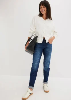 bonprix Kurzgrößen|Bekleidung·Shirts & Tops^Mom-Jeans Mid Waist blau used