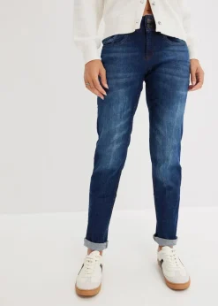 bonprix Jeans|Kurzgrößen^Mom-Jeans Mid Waist blau used