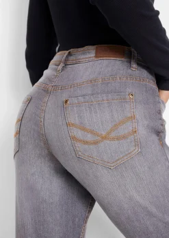 bonprix Jeans|Kurzgrößen^Mom-Jeans Mid Waist, Komfort-Stretch grau used