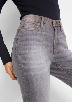 bonprix Jeans|Kurzgrößen^Mom-Jeans Mid Waist, Komfort-Stretch grau used