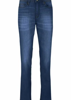 bonprix Kurzgrößen|Bekleidung·Shirts & Tops^Mom-Jeans Mid Waist, Komfort-Stretch dunkelblau used