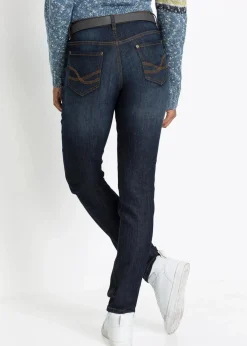 bonprix Kurzgrößen|Bekleidung·Shirts & Tops^Mom-Jeans Mid Waist, Komfort-Stretch dunkelblau used