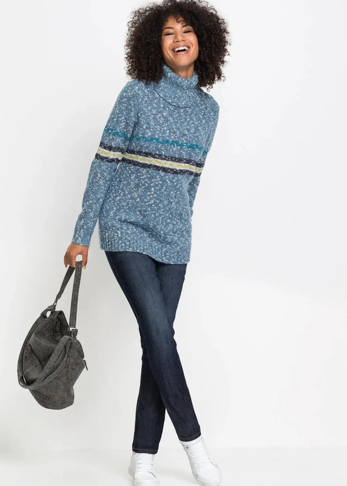 bonprix Kurzgrößen|Bekleidung·Shirts & Tops^Mom-Jeans Mid Waist, Komfort-Stretch dunkelblau used
