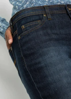 bonprix Kurzgrößen|Bekleidung·Shirts & Tops^Mom-Jeans Mid Waist, Komfort-Stretch dunkelblau used