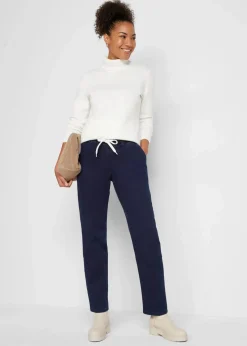 bonprix Bekleidung·Shirts & Tops|Thermobekleidung^Mom-Jeans Mid Waist, Thermo mit Bequembund dunkelblau denim