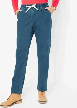 bonprix Jeans|Thermobekleidung^Mom-Jeans Mid Waist, Thermo mit Bequembund blau denim