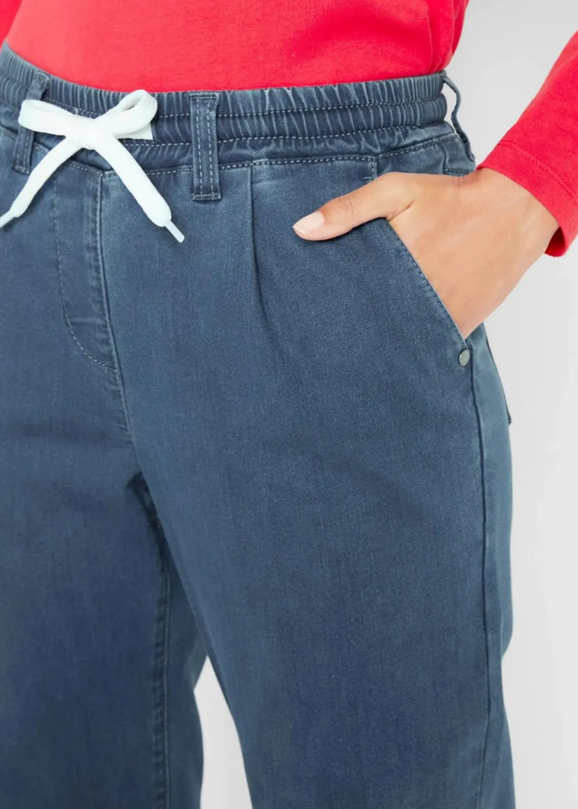 bonprix Jeans|Thermobekleidung^Mom-Jeans Mid Waist, Thermo mit Bequembund blau denim