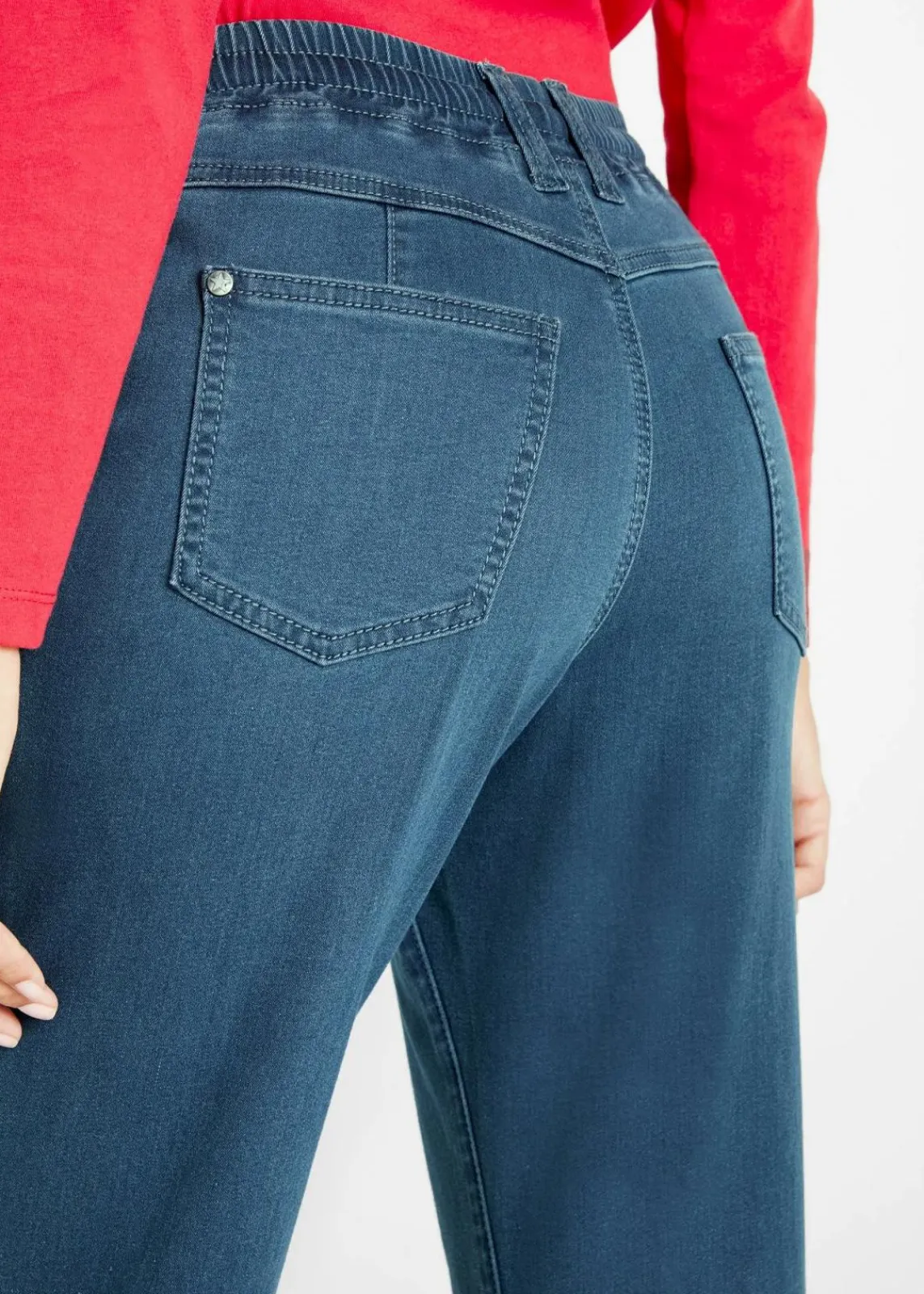 bonprix Jeans|Thermobekleidung^Mom-Jeans Mid Waist, Thermo mit Bequembund blau denim