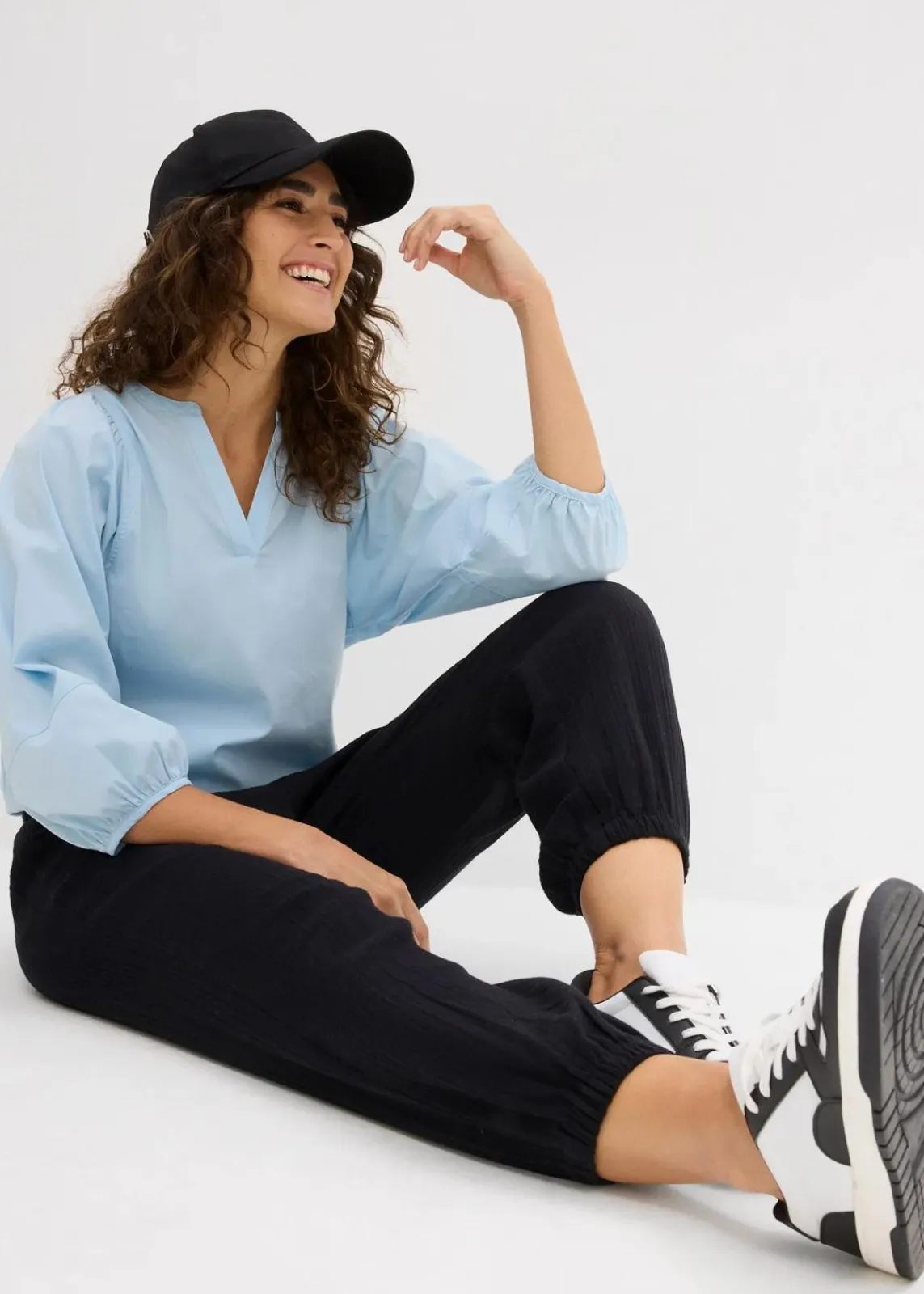 bonprix Hosen|Bekleidung·Kleider^Musselin Hose mit Smockbund schwarz