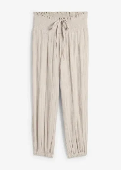 bonprix Bekleidung·Kleider|Hosen^Musselin Hose mit Smockbund steingrau