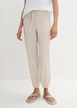 bonprix Bekleidung·Kleider|Hosen^Musselin Hose mit Smockbund steingrau