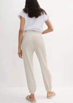 bonprix Bekleidung·Kleider|Hosen^Musselin Hose mit Smockbund steingrau