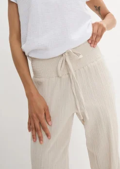 bonprix Bekleidung·Kleider|Hosen^Musselin Hose mit Smockbund steingrau