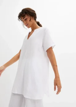 bonprix Bekleidung·Jacken & Mäntel|Blusen & Tuniken^Musselin Long-Tunika aus reiner Baumwolle weiß