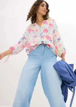 bonprix Bekleidung·Jacken & Mäntel|Blusen & Tuniken^Musselin-Bluse aus reiner Baumwolle bunt geblümt