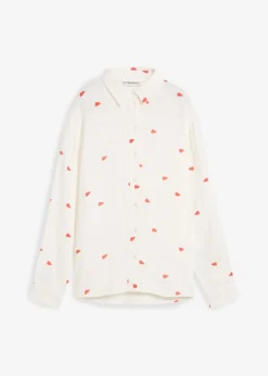 bonprix Bekleidung·Jacken & Mäntel|Blusen & Tuniken^Musselin-Bluse mit Herzen weiß/erdbeere bedruckt