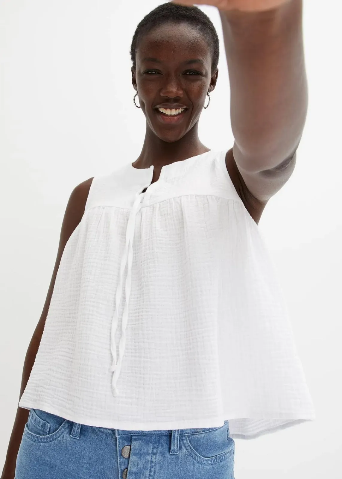bonprix Shirts & Tops|Blusen & Tuniken^Musselin-Blusentop weiß