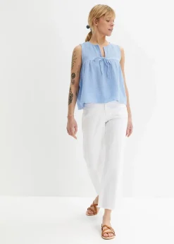 bonprix Bekleidung·Jacken & Mäntel|Blusen & Tuniken^Musselin-Blusentop perlblau