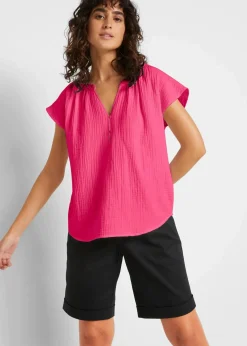 bonprix Bekleidung·Jacken & Mäntel|Blusen & Tuniken^Musselin-Blusentop aus reiner Baumwolle pinklady